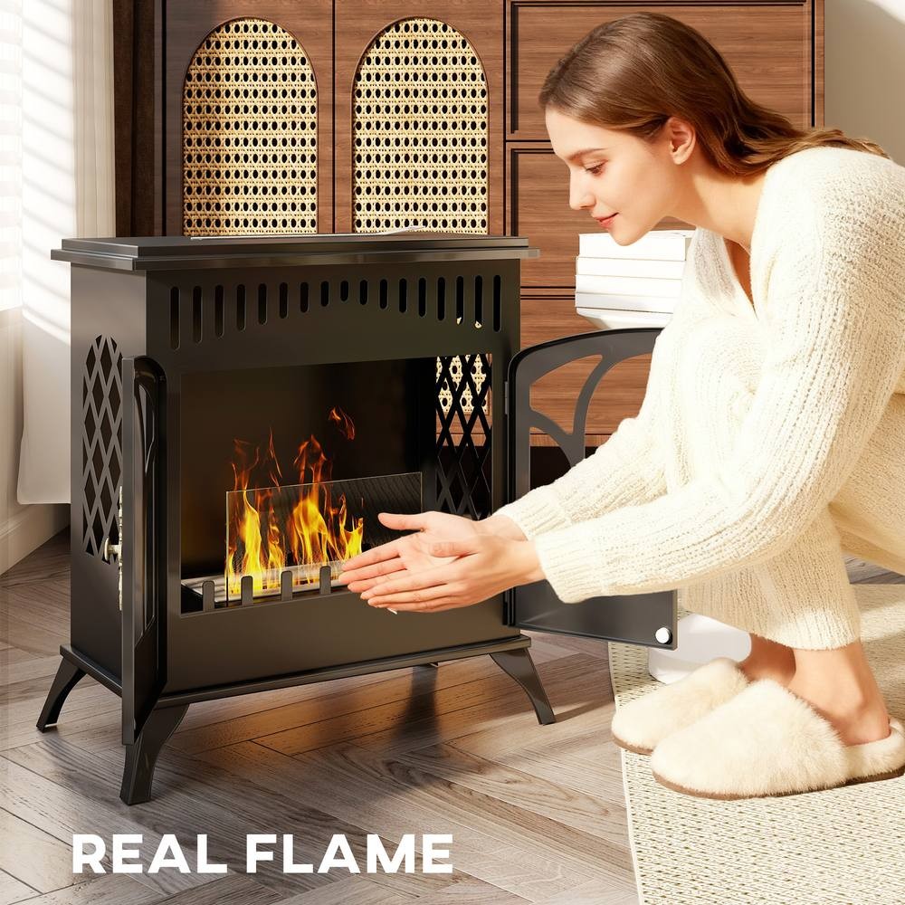 HOMCOM Black 2 Door Bio Ethanol Fireplace Stove 64cm 2000W - image 5