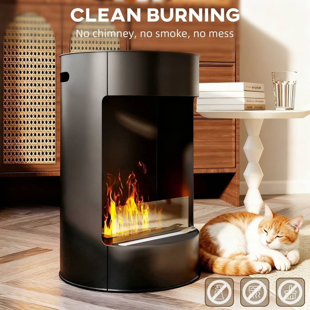 HOMCOM Black Bio Ethanol Fireplace Stove 2000W - image 4