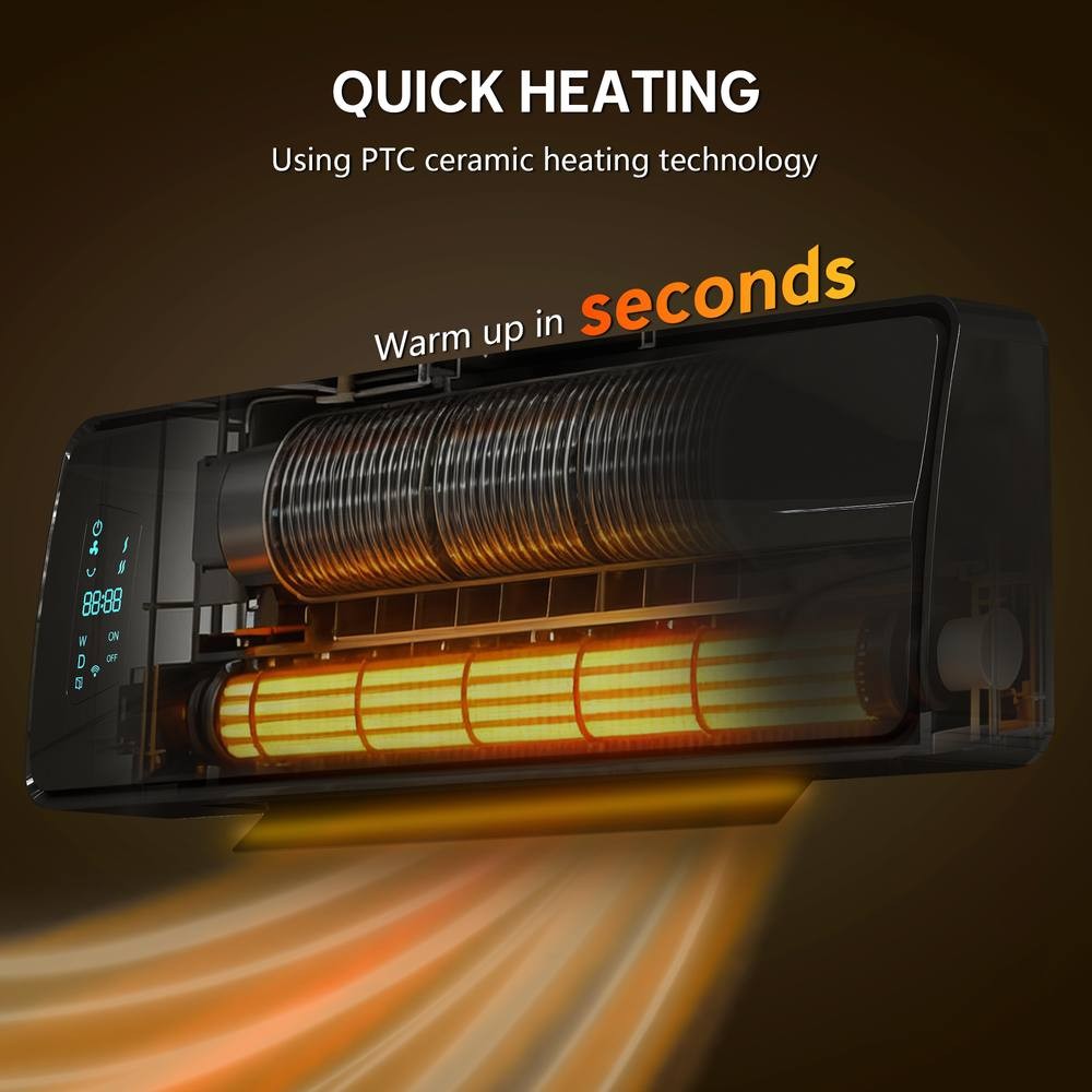 HOMCOM Black Ceramic Electric Wall Fan Heater with Timer and Remote 54cm 2000W - image 4
