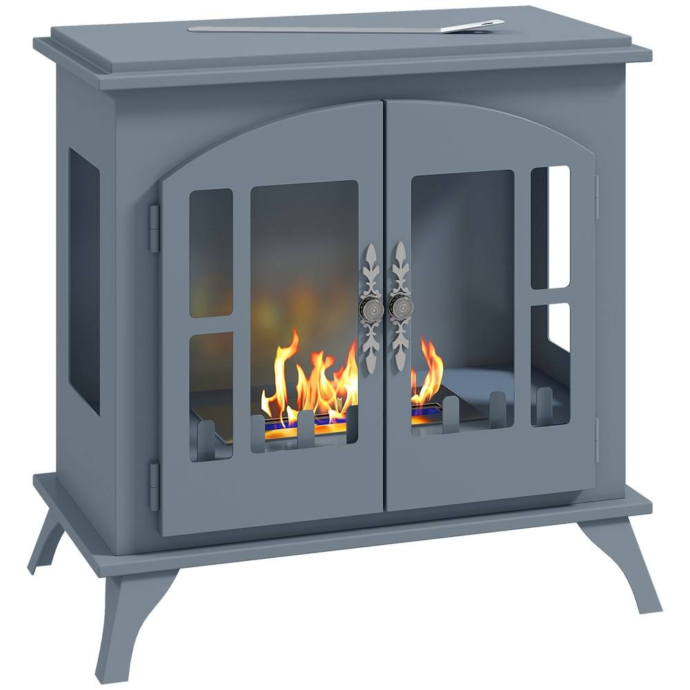 HOMCOM Free Standing Grey Bio Ethanol Fireplace Stove with Tank 55cm 0.9L - image 2