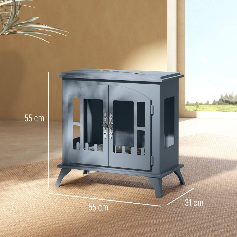 HOMCOM Free Standing Grey Bio Ethanol Fireplace Stove with Tank 55cm 0.9L - image 3