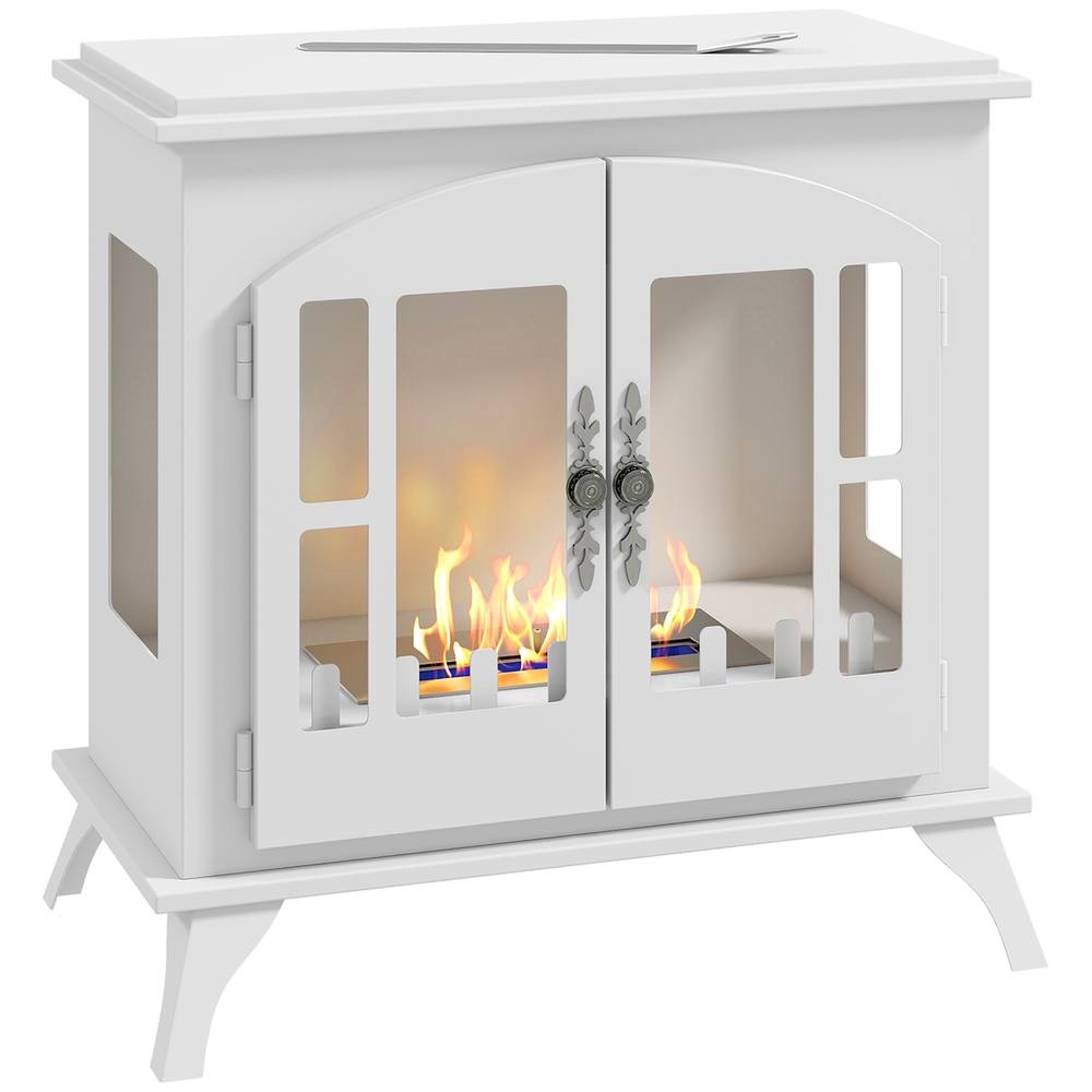 HOMCOM Free Standing White Bio Ethanol Fireplace Stove with Tank 55cm 0.9L - image 2