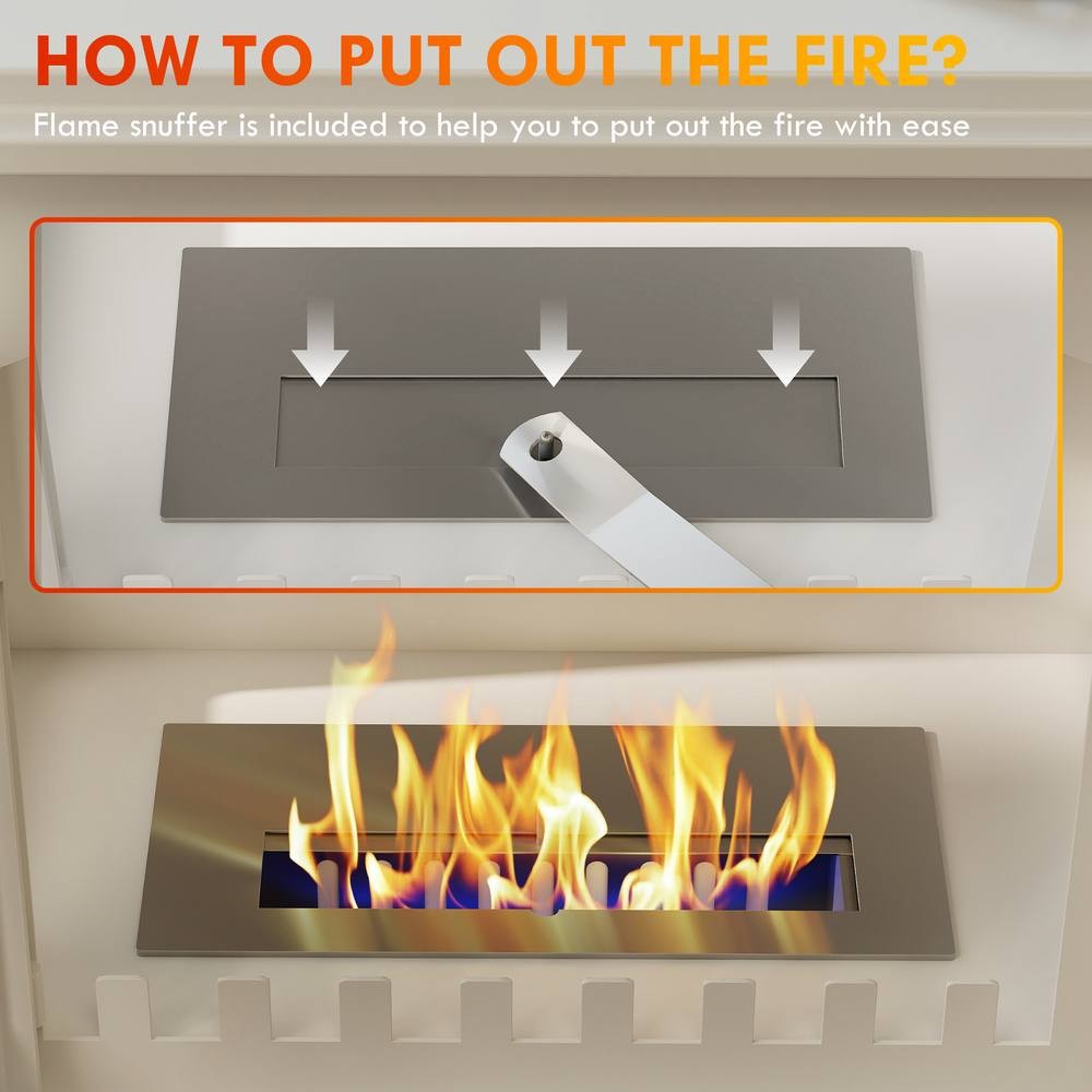 HOMCOM Free Standing White Bio Ethanol Fireplace Stove with Tank 55cm 0.9L - image 5