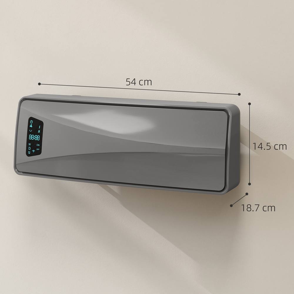 HOMCOM Grey Ceramic Electric Wall Fan Heater with Timer and Remote 54cm 2000W - image 3