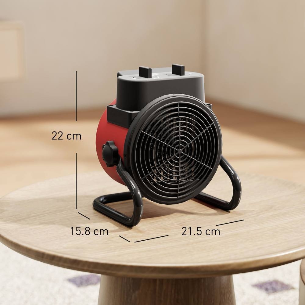 HOMCOM Red Portable Ceramic Electric Fan Space Heater 21.5cm 1500W - image 3