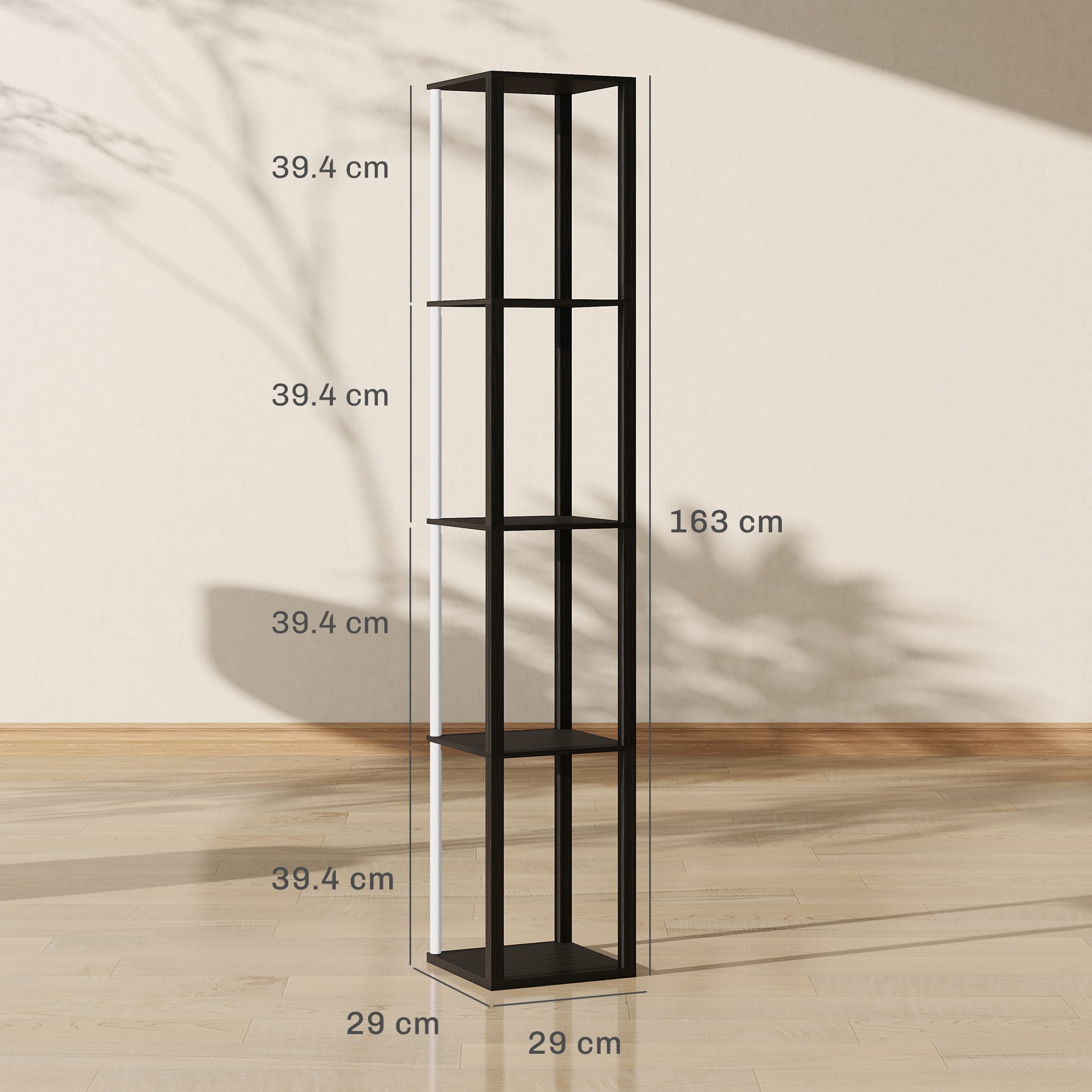 HOMCOM RGB LED Floor Lamp with Shelves, Modern Dimmable Standing Lamp with Remote Control, Adjustable Brightness & Speed for Living Room, Bedroom, Office, Black - image 3