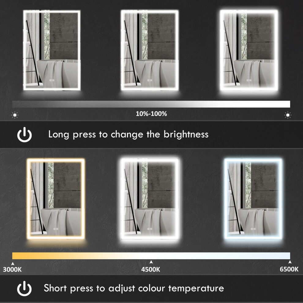 HOMCOM Single Door Black LED Light Mirror Bathroom Cabinet with Demister Pad - image 2