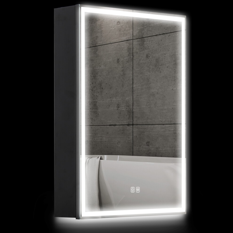 HOMCOM Single Door Black LED Light Mirror Bathroom Cabinet with Demister Pad - image 4