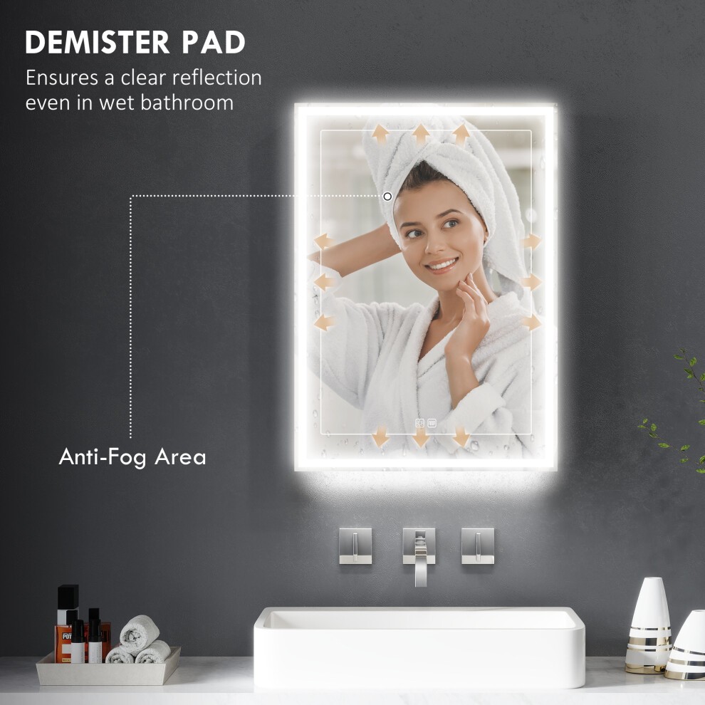 HOMCOM Single Door Black LED Light Mirror Bathroom Cabinet with Demister Pad - image 5
