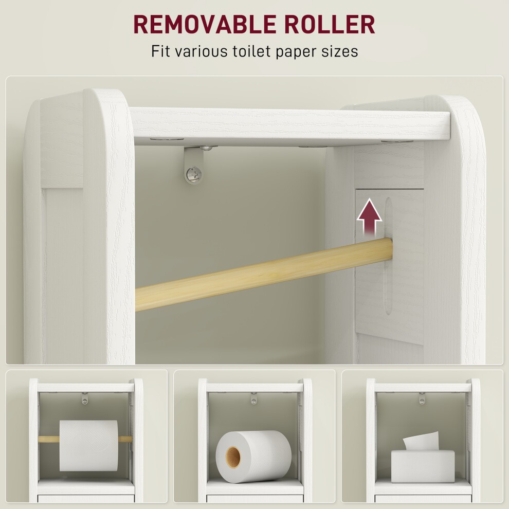 HOMCOM Single Door White Slim Bathroom Storage Cabinet with Toilet Roll Holder - image 5