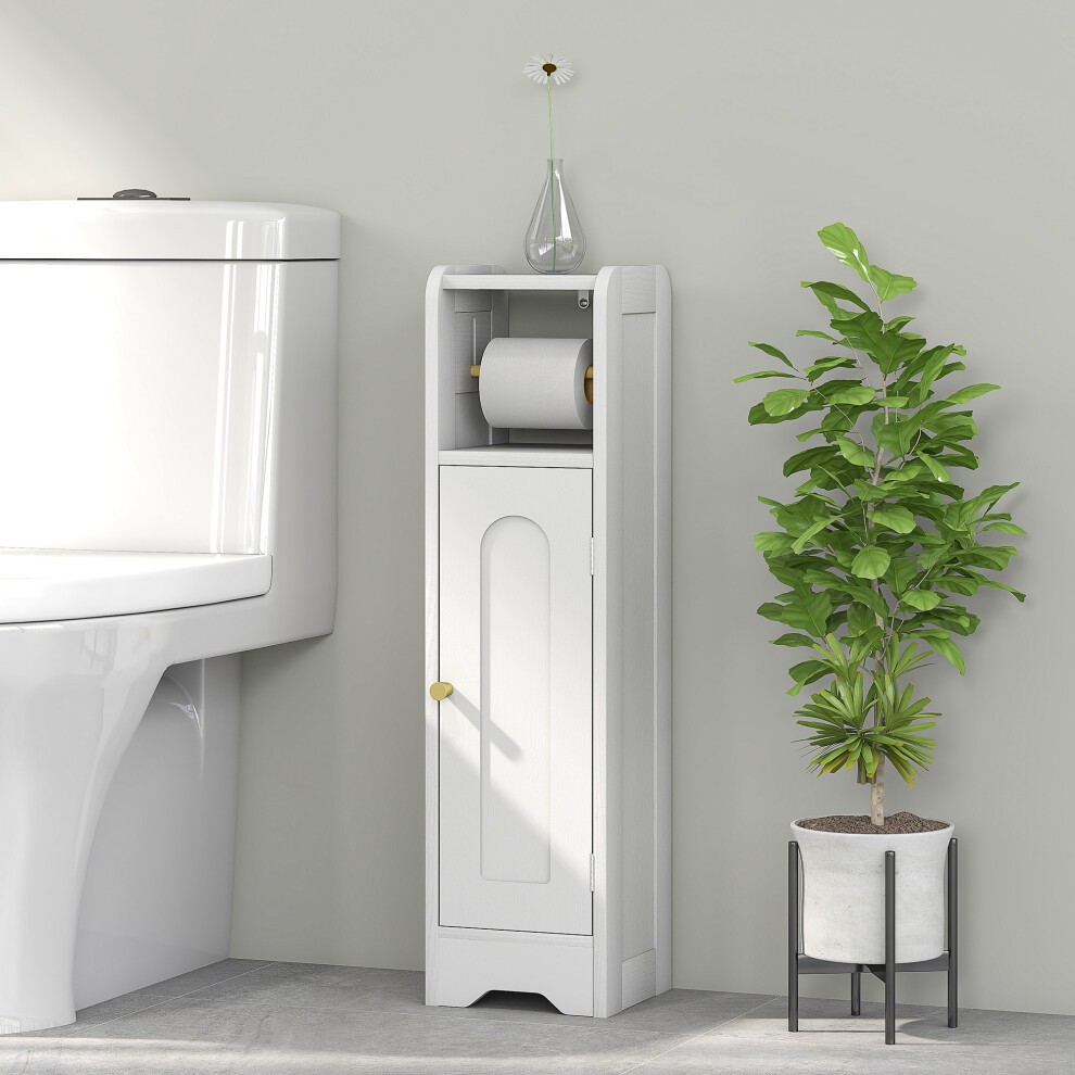 HOMCOM HOMCOM Toilet Roll Holder Slim Bathroom Cabinet with Adjustable Shelf White
