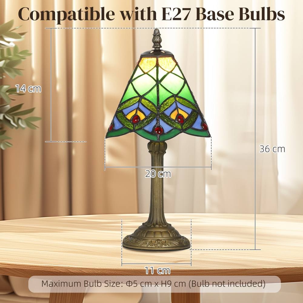 HOMCOM Tiffany Style Handcrafted Stained Glass Table Lamp - image 3