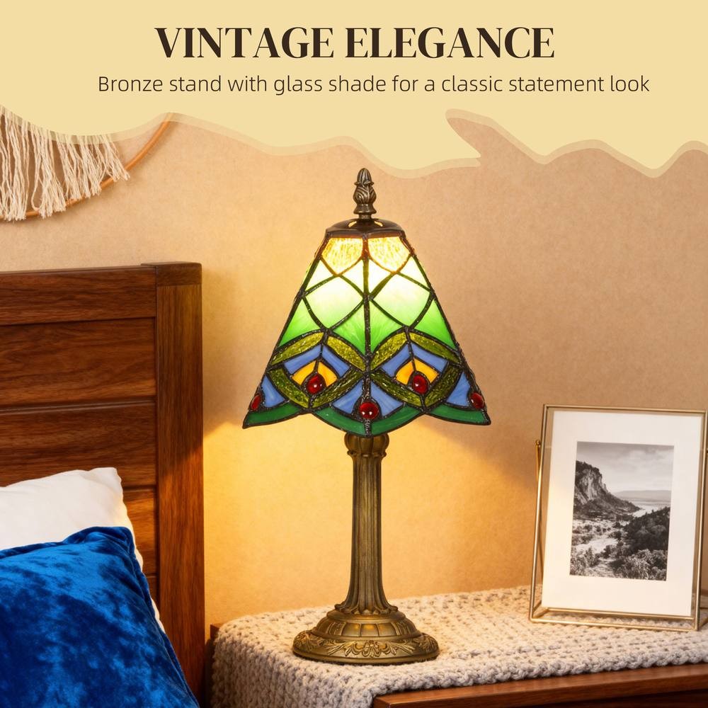 HOMCOM Tiffany Style Handcrafted Stained Glass Table Lamp - image 4