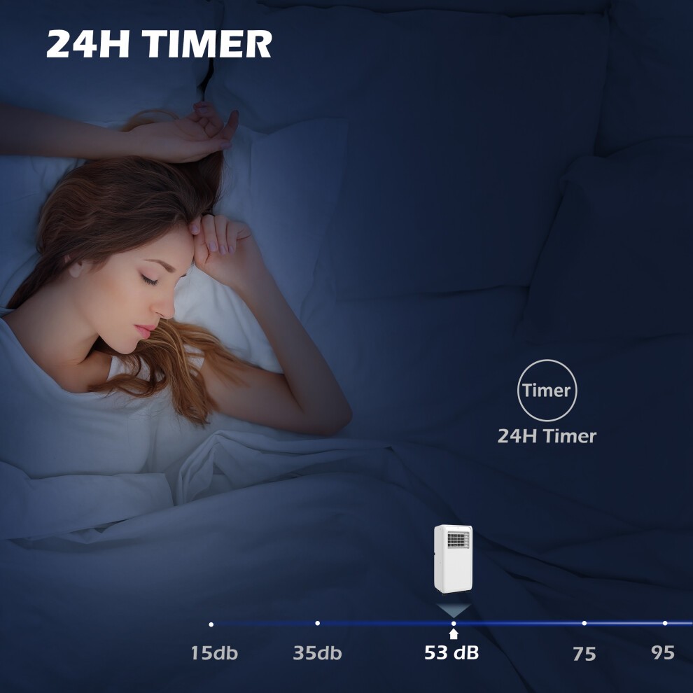HOMCOM White 7000BTU Portable Air Conditioner with Dehumidifier and Timer - image 2
