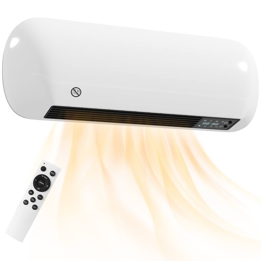 HOMCOM White Wall Mounted Ceramic Electric Fan Heater with Remote 50cm 2000W - image 2