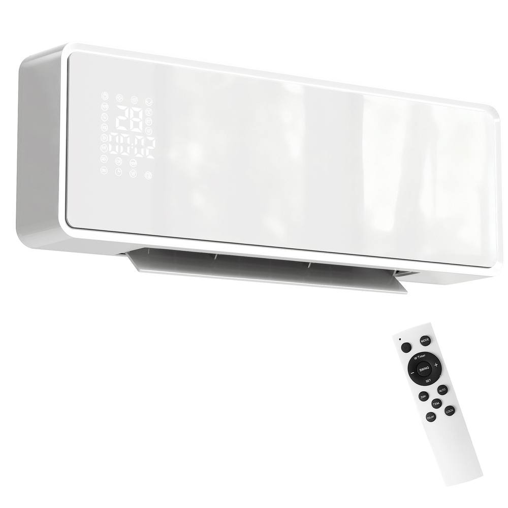 HOMCOM White Wall Mounted Ceramic Electric Fan Heater with Timer and Remote 54cm 2000W - image 2