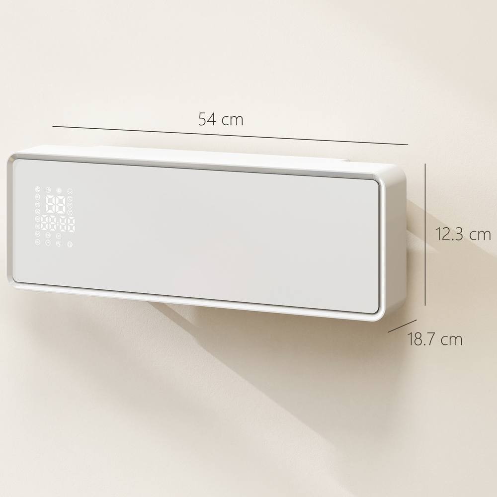HOMCOM White Wall Mounted Ceramic Electric Fan Heater with Timer and Remote 54cm 2000W - image 3