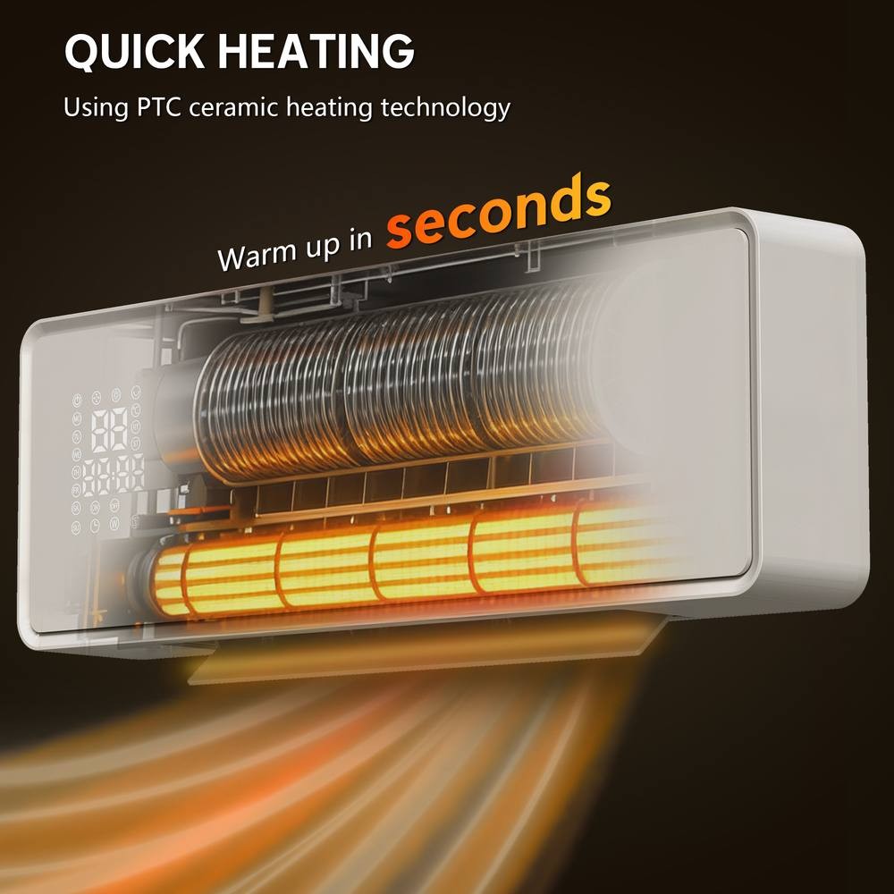HOMCOM White Wall Mounted Ceramic Electric Fan Heater with Timer and Remote 54cm 2000W - image 4