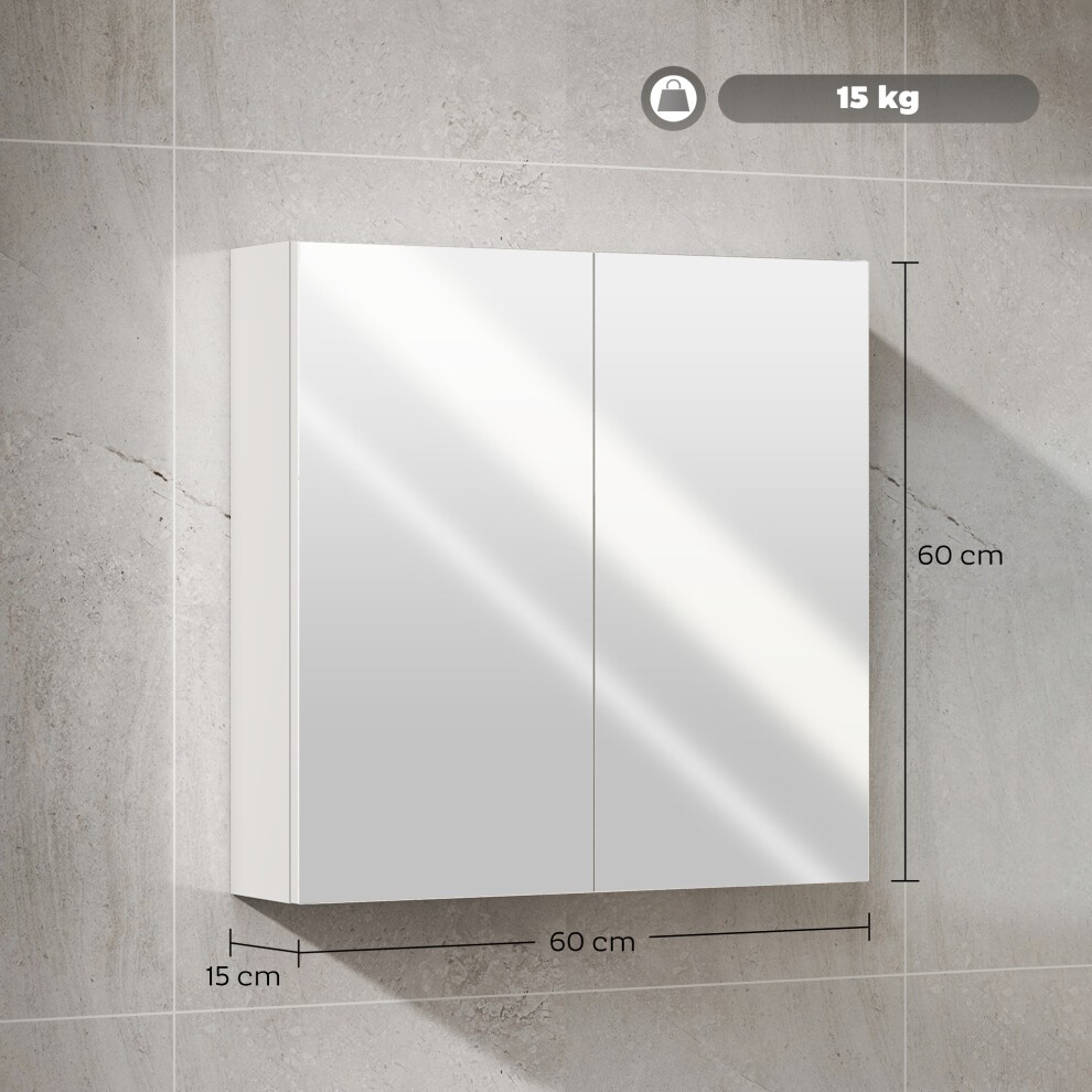 HOMCOM White Wall Mounted Mirror Bathroom Cabinet - image 2