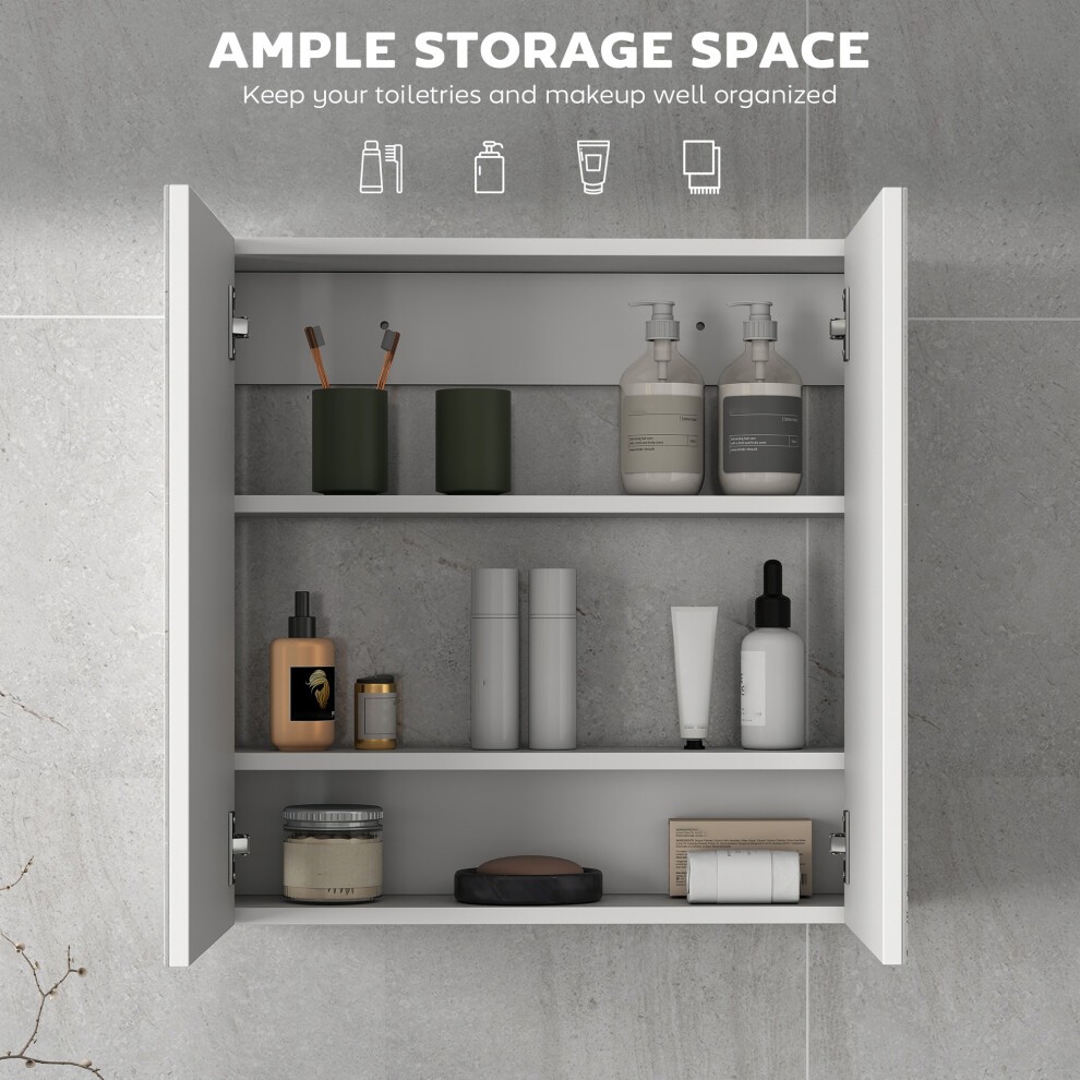 HOMCOM White Wall Mounted Mirror Bathroom Cabinet - image 3