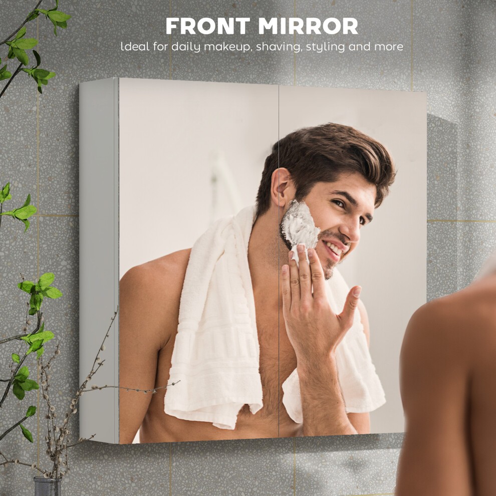 HOMCOM White Wall Mounted Mirror Bathroom Cabinet - image 5