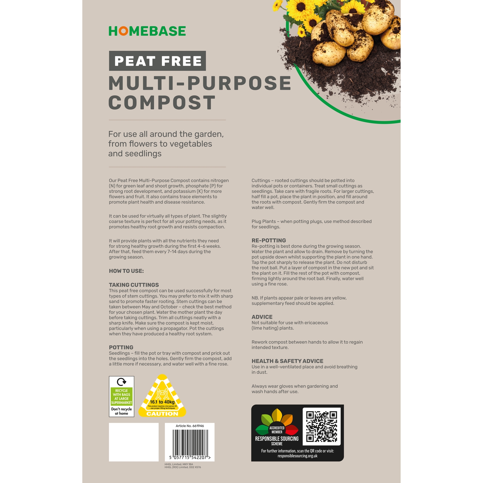 Homebase Peat Free Multipurpose Garden Compost 80L - image 2