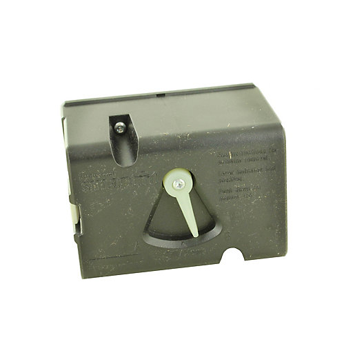 Black plastic Smartfit actuator with a triangular adjustment lever, featuring a smooth surface and engraved details on one side.