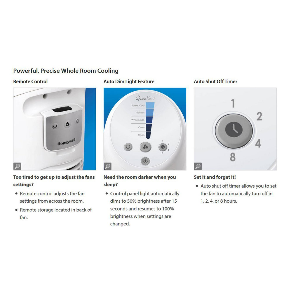 Honeywell QuietSet White Tower Fan 40 inch - image 4