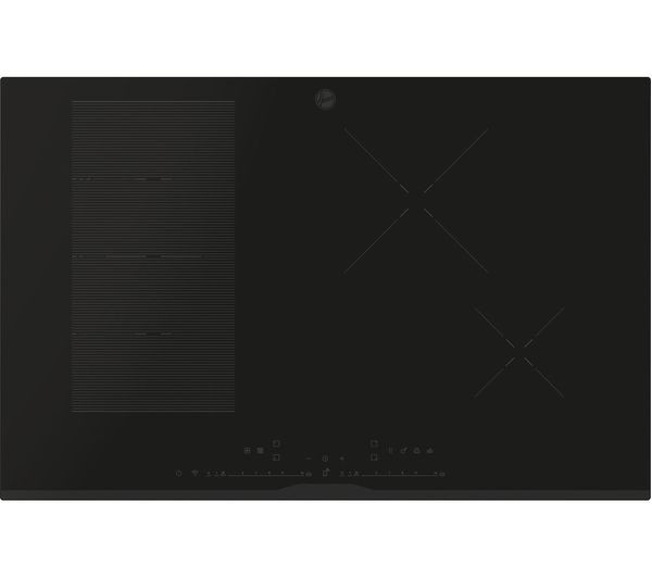 Black induction hob featuring four burners, sleek glass surface, touch controls, and a modern design, ideal for contemporary kitchens.
