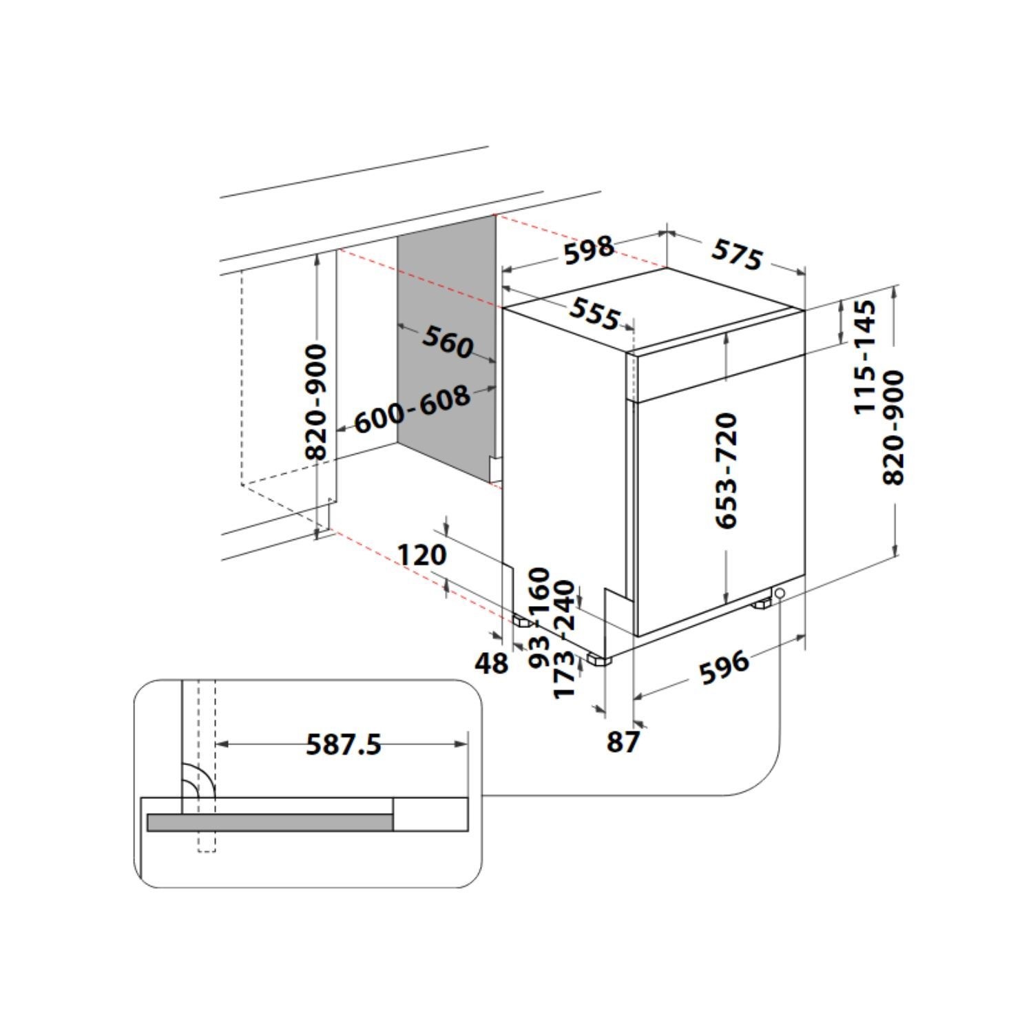 Hotpoint H3BL626B Black 60cm 14 Place Semi Integrated Dishwasher - image 5