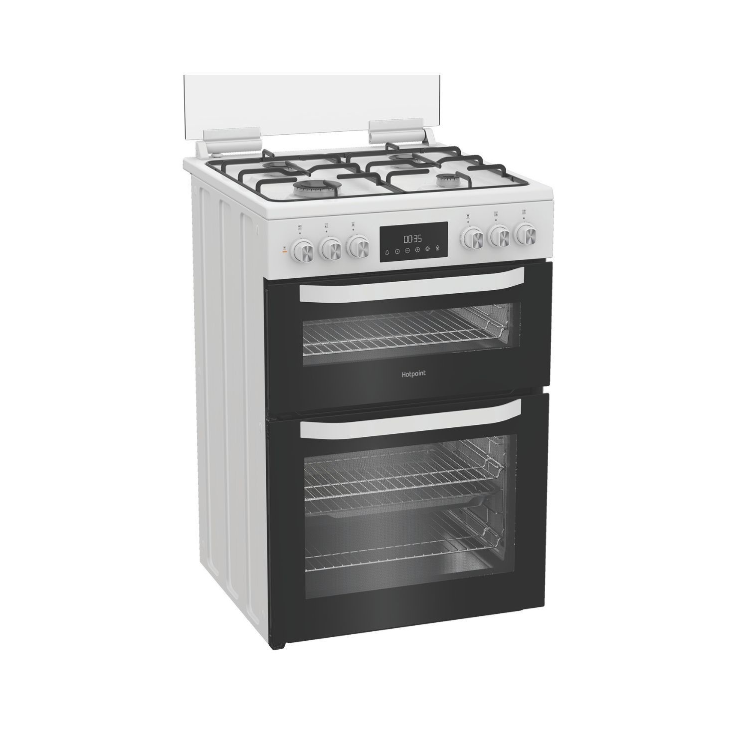 Hotpoint HDD6GDC2W White 60cm Dual Fuel Freestanding Double Cooker With Glass Lid - image 2