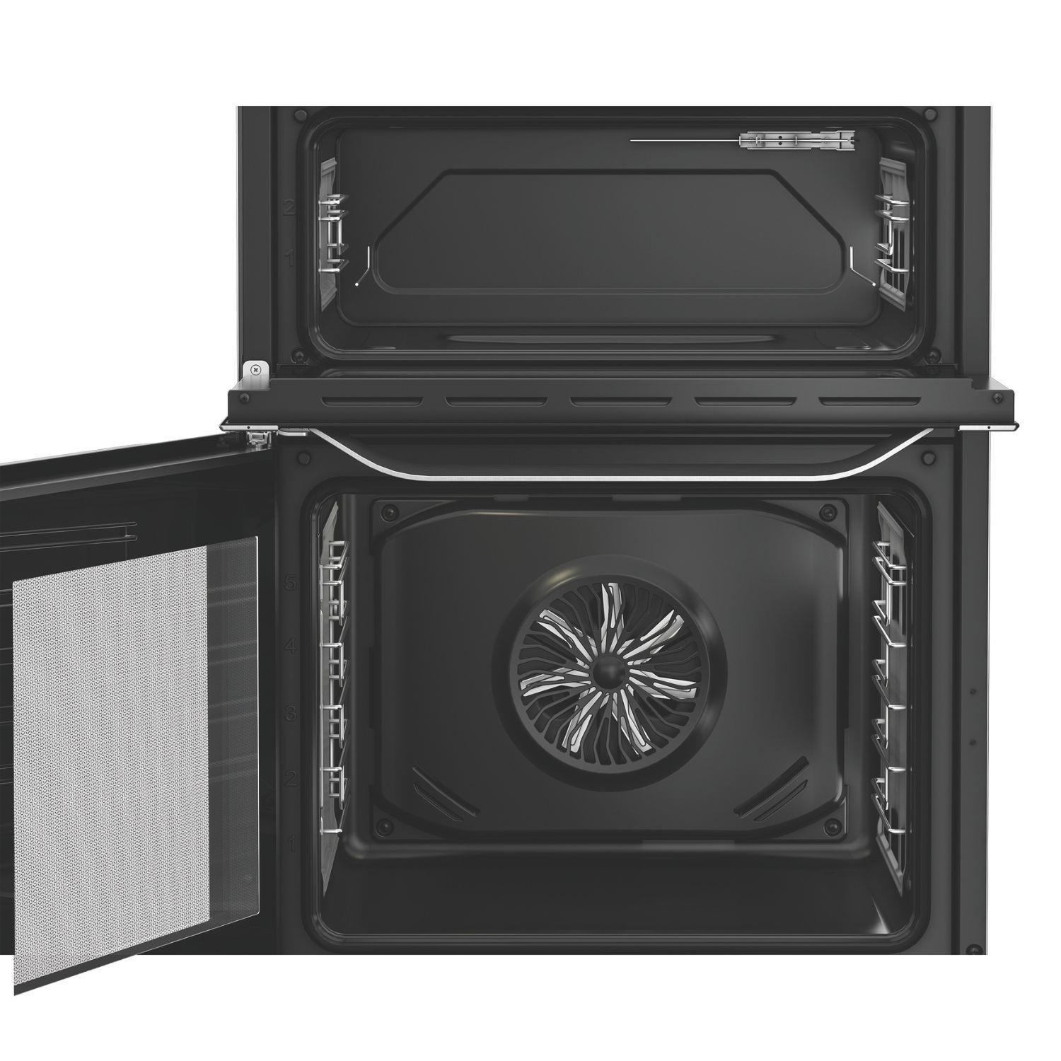 Hotpoint HDD6GDC2WX Stainless Steel 60cm Dual Fuel Freestanding Double Cooker With Glass Lid - image 4