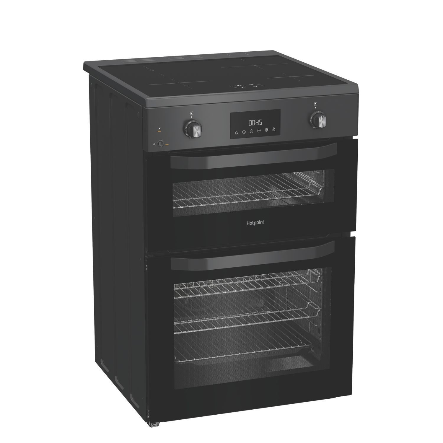 Hotpoint HDE6IDC2SA Anthracite 60cm Electric Induction Freestanding Double Cooker - image 2