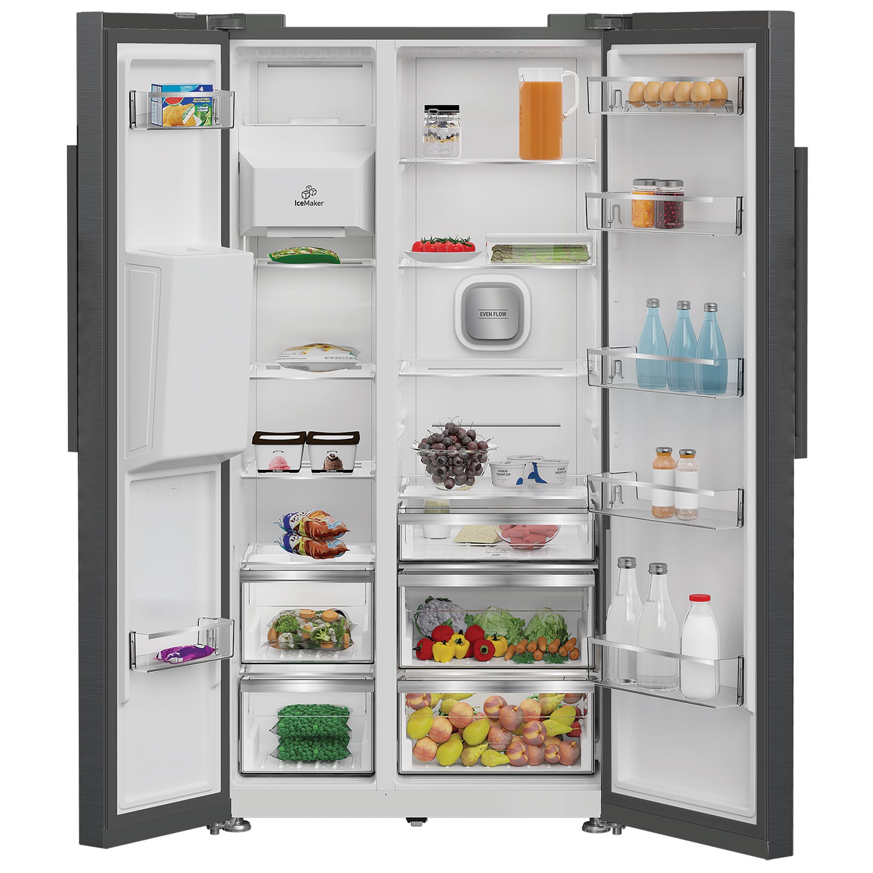 Hotpoint HPG26574WXBR5 Dark Inox Dual No Frost Side By Side American Fridge Freezer With Water & Ice Dispenser - image 3