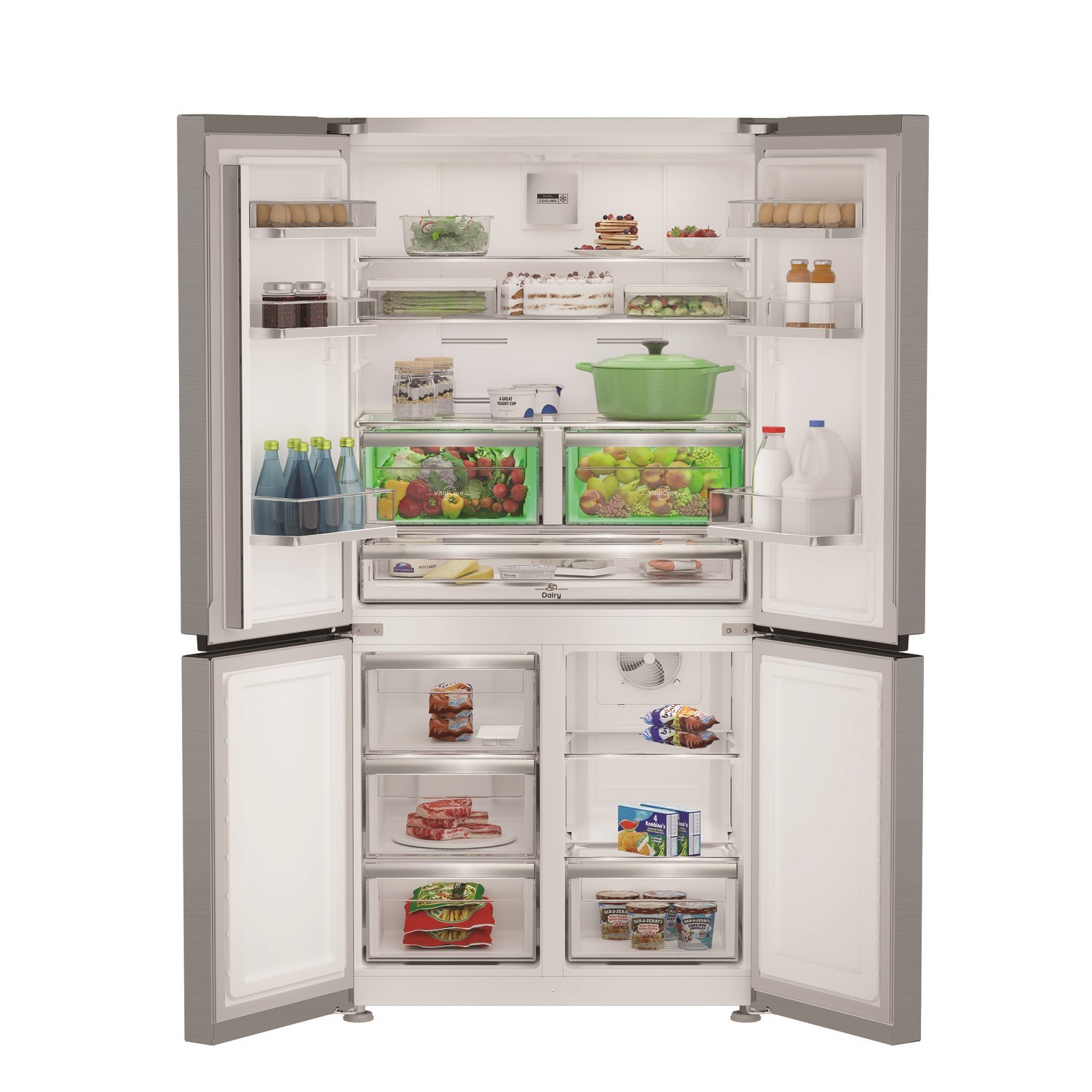 Hotpoint HPGF6544X4UK Inox Triple No Frost 4 Door Non Plumbed American Fridge Freezer - image 4
