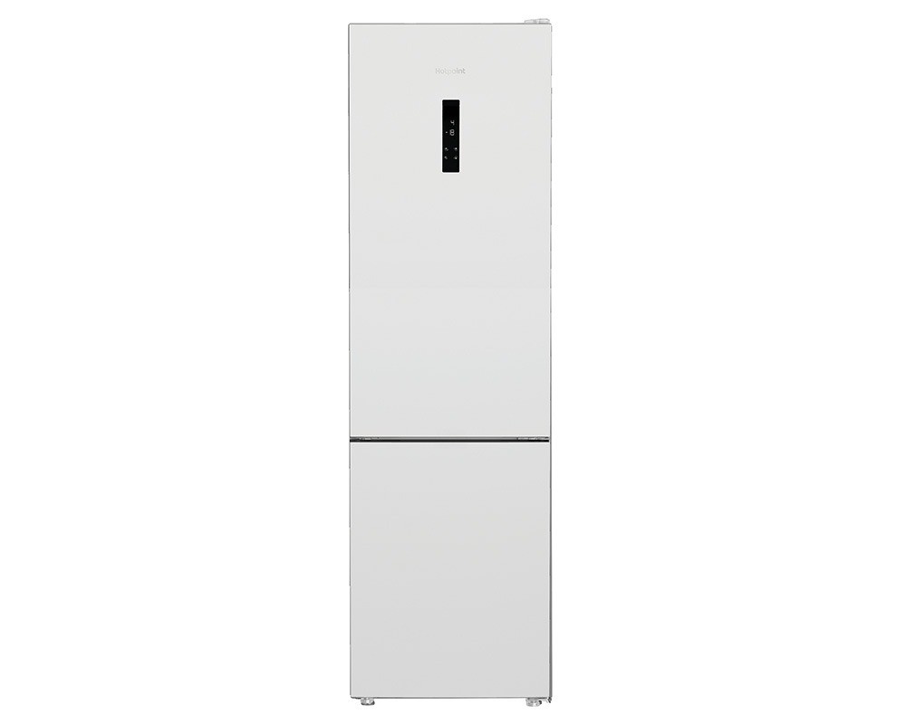 Freestanding white fridge freezer with a 355-litre capacity, featuring a sleek design, digital control panel, and a 70/30 split between fridge and freezer compartments.