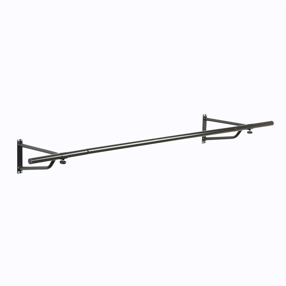 5ft wall-mountable garment rail in black powder-coated metal, featuring a sleek design with sturdy brackets for secure installation.