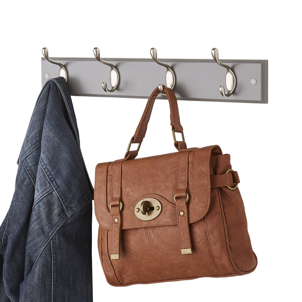 House of Home Grey 4 Double Hook Coat Hooks Mountable Board - image 3