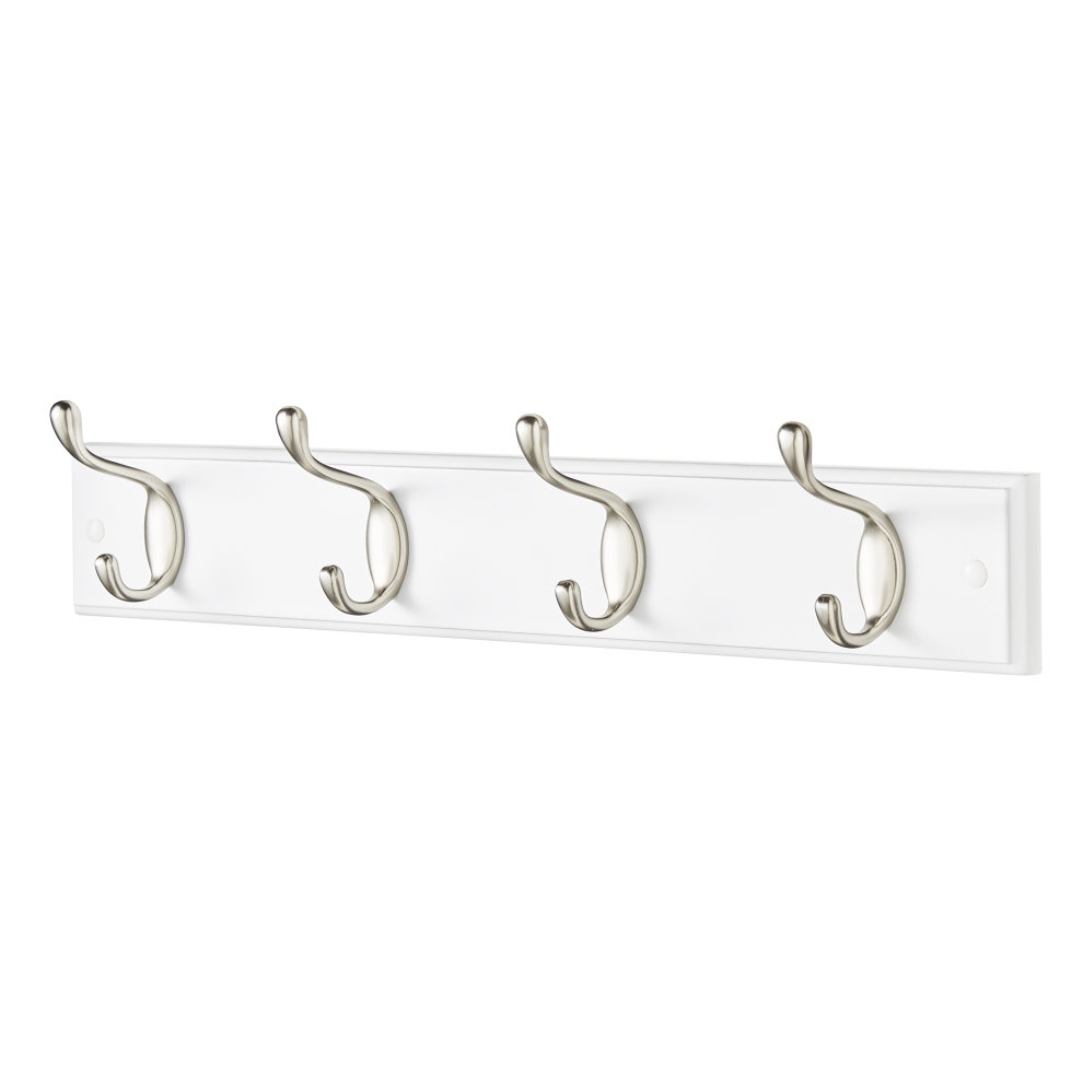 House of Home White 4 Double Hook Coat Hooks Mountable Board - image 2