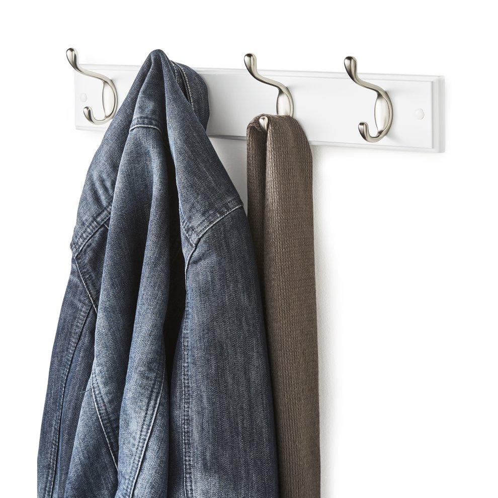 House of Home White 4 Double Hook Coat Hooks Mountable Board - image 3