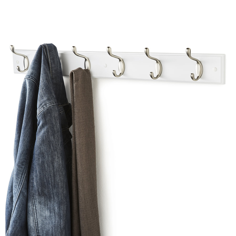 House of Home White 6 Double Hook Coat Hooks Mountable Board - image 3