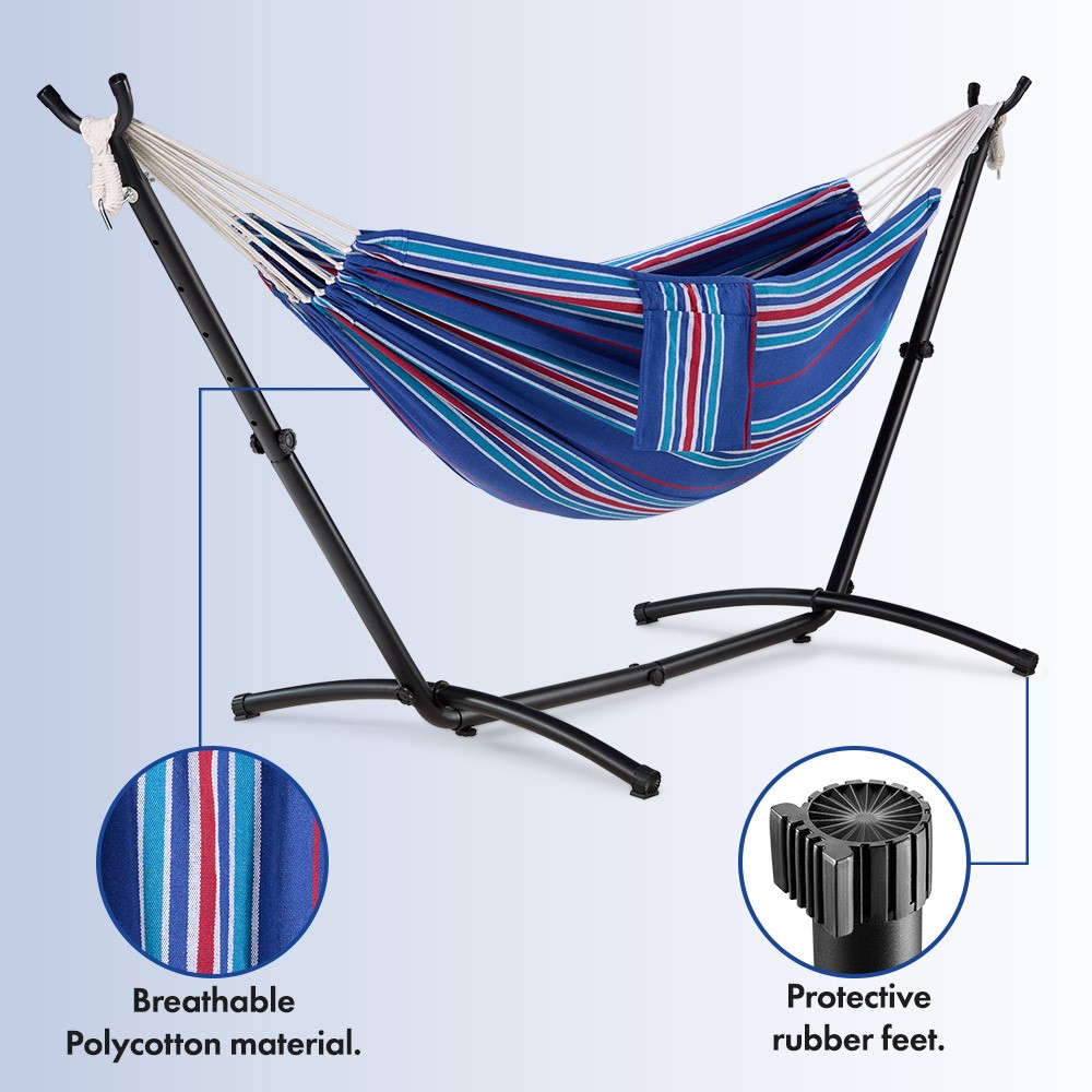 Ibiza 2 Person Blue & Red Hammock with Stand - image 5