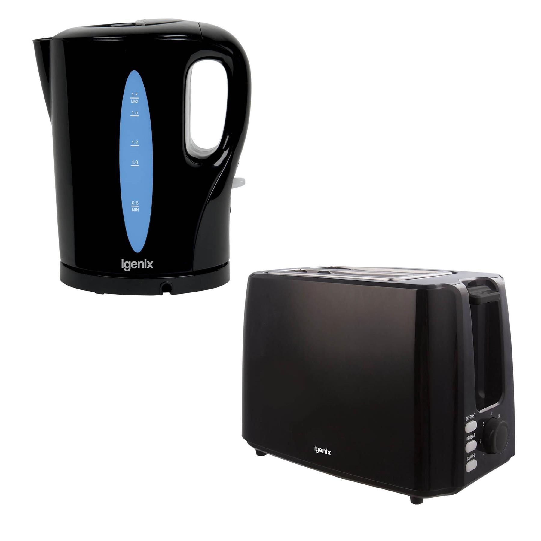 Igenix IGPK32 Black Kettle 1.7L and 2 Slice Toaster Black - image 2