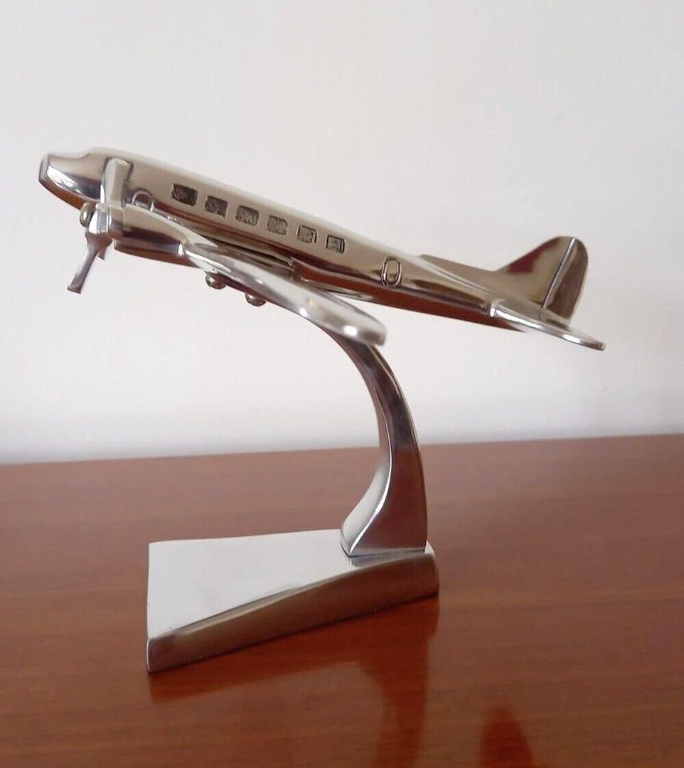 Inspirational Gifting Polished Aluminium Dakota DC10 Aeroplane Sculpture Ornament 16cm - image 3