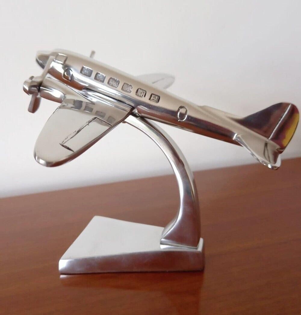 Inspirational Gifting Polished Aluminium Dakota DC10 Aeroplane Sculpture Ornament 16cm - image 4