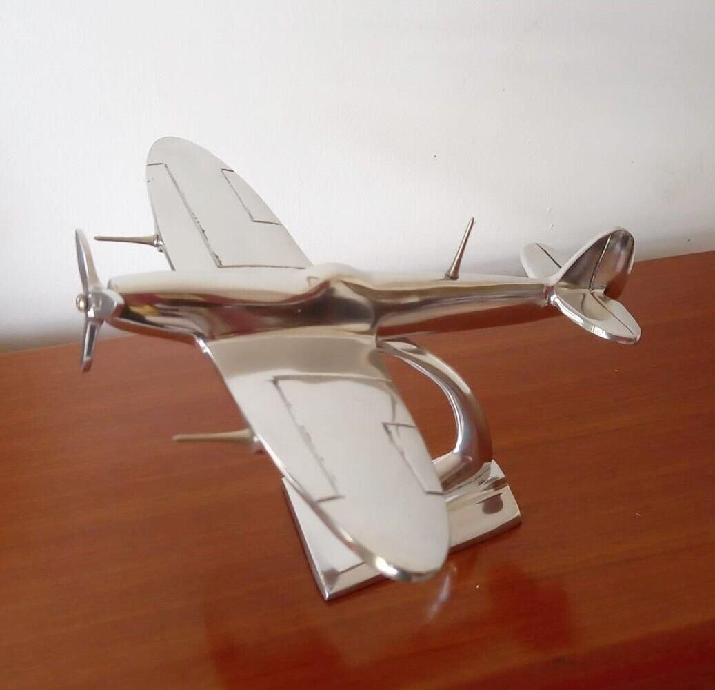 Inspirational Gifting Polished Aluminium RAF Spitfire Aeroplane Sculpture Ornament 17cm - image 3