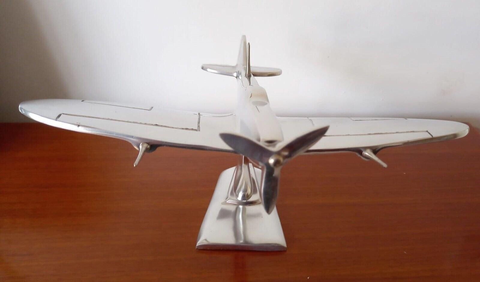 Inspirational Gifting Polished Aluminium RAF Spitfire Aeroplane Sculpture Ornament 17cm - image 4