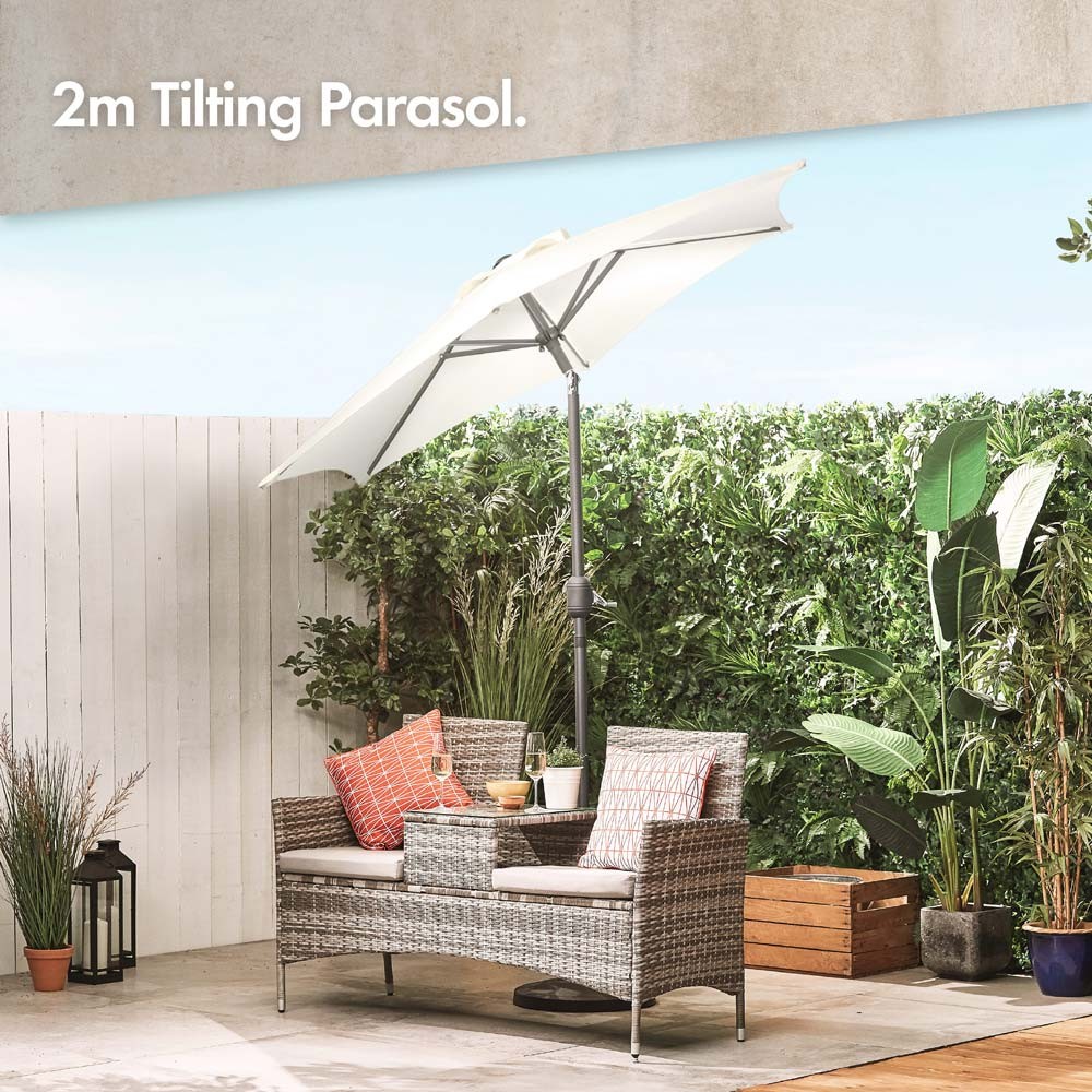 Ivory Cream 2m Steel Garden Parasol - image 2