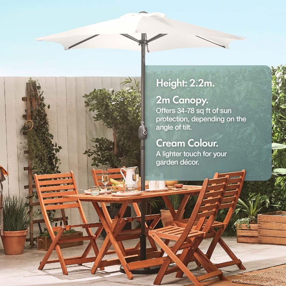 Ivory Cream 2m Steel Garden Parasol - image 3