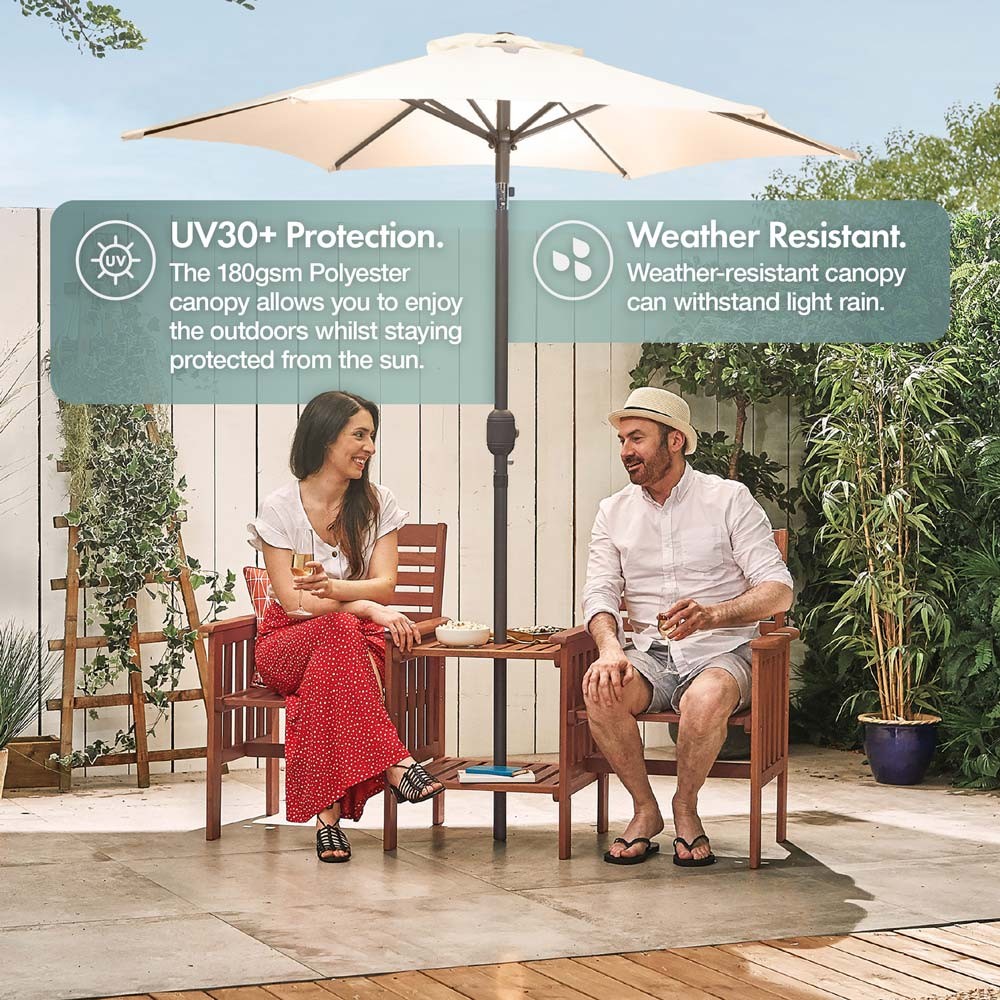 Ivory Cream 2m Steel Garden Parasol - image 4